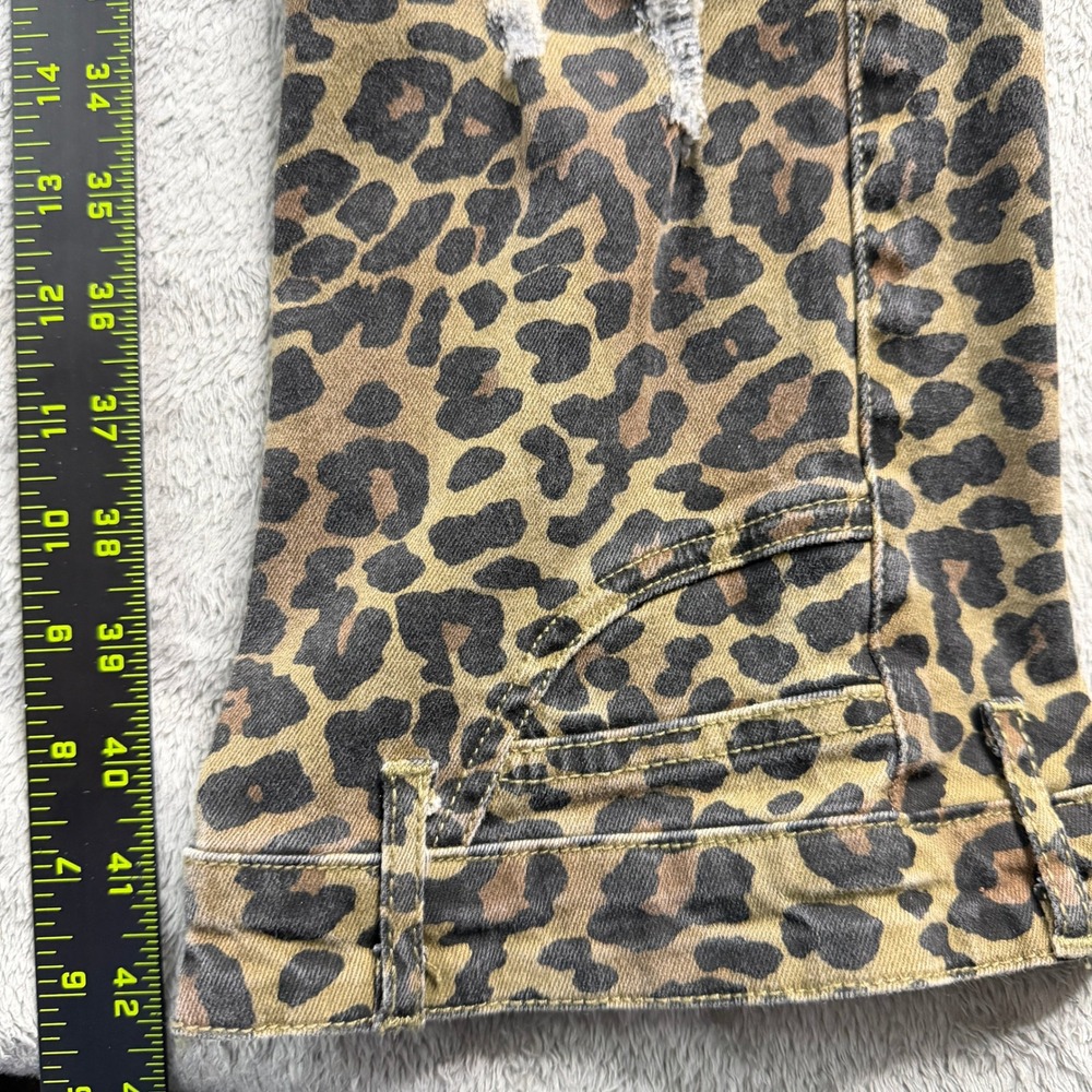 Rockstar Original Leopard Print Stacked Cargo Flare Jeans Distressed Camo Small - Picture 5 of 9